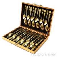 Silverware Set  Modern Royal 24-Pieces gold Stainless Steel Flatware Eating Utensils Include Knife Fork Spoon for Wedding Festival Christmas Party  Service For 6 People By Ogori - B07CQDH3TR